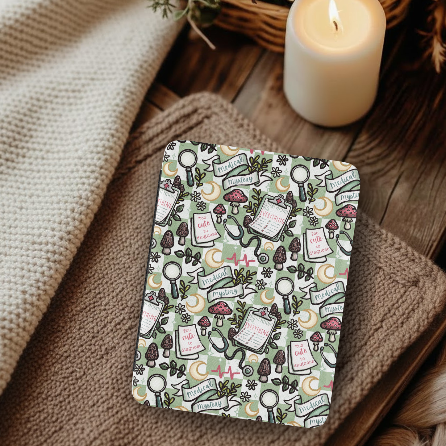 Medical Mystery Leather Kindle Case with Hand Strap