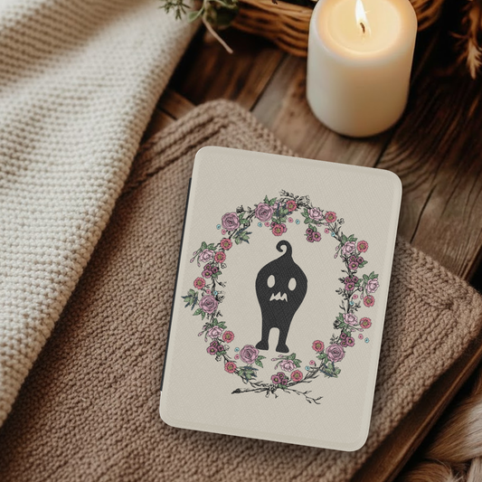 Stardew Valley Krobus Floral Leather Kindle Case with Hand Strap