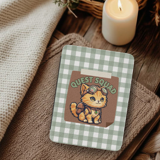 Fourth Wing Quest Squad Broccoli Leather Kindle Case with Hand Strap