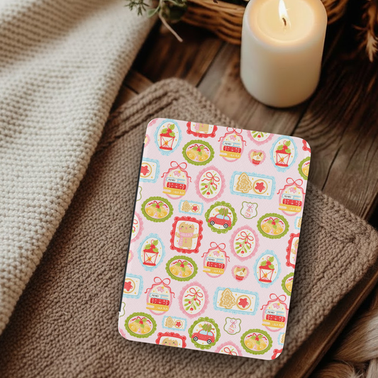 Coquette Christmas Frames Leather Kindle Case with Hand Strap