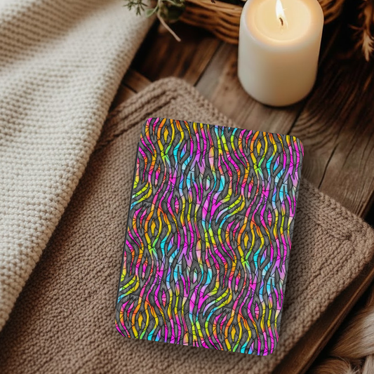 Lisa Frank Stained Glass Stripes Leather Kindle Case with Hand Strap