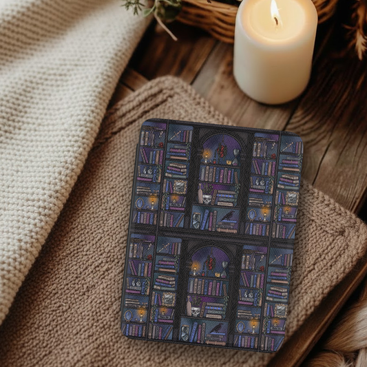 Dark Romance Reader Book Shelf Leather Kindle Case with Hand Strap