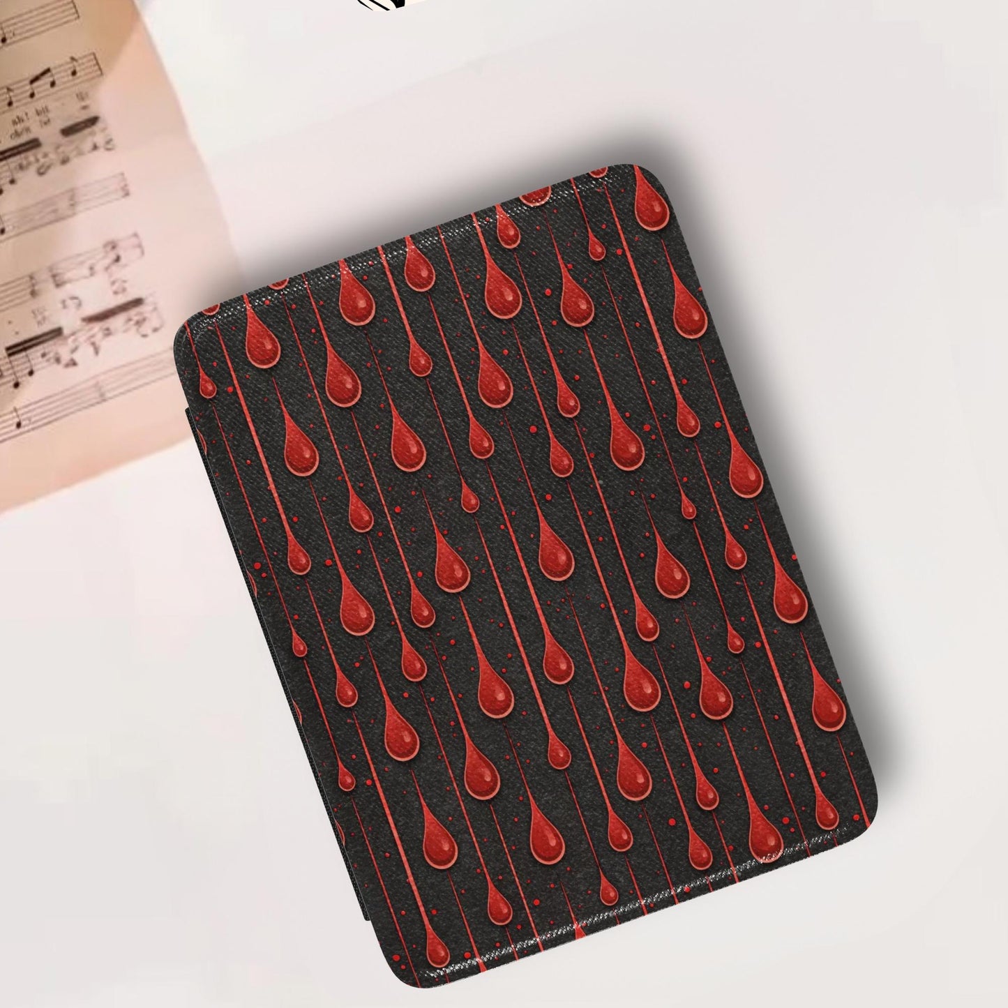 Gothic Vampire Blood Drips Leather Kindle Case with Hand Strap