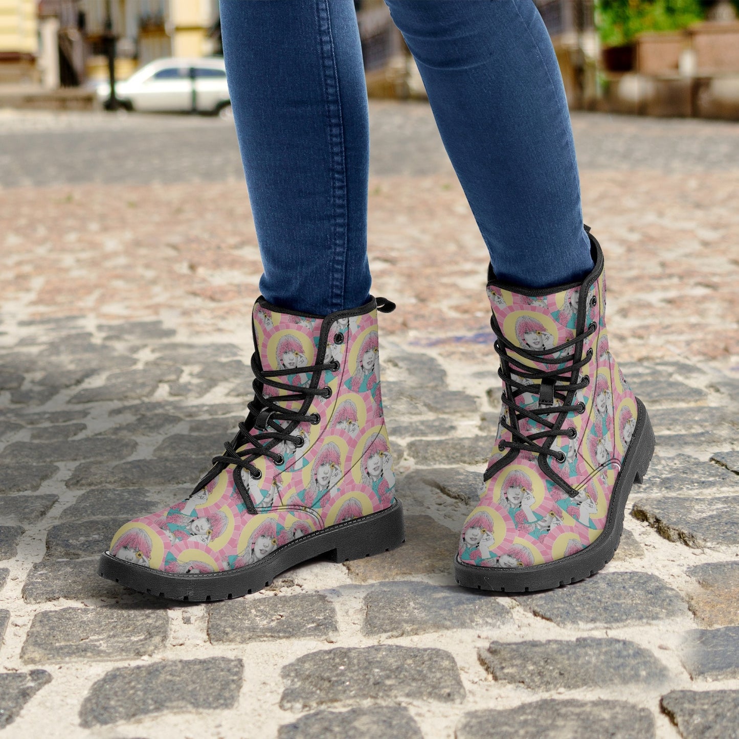 Pop Art TSwift Leather Combat Boots