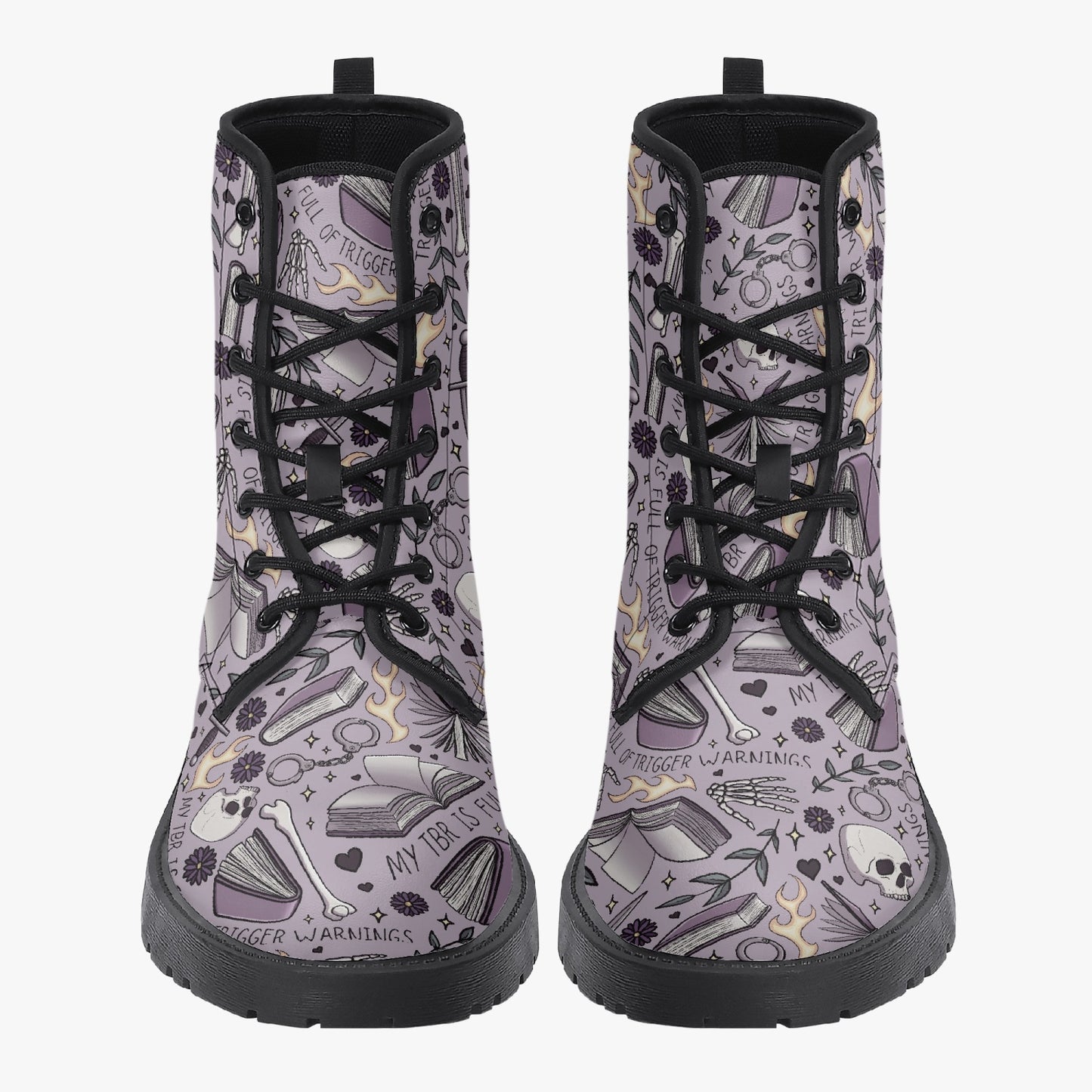 My TBR Is Full Of Trigger Warnings Leather Combat Boots