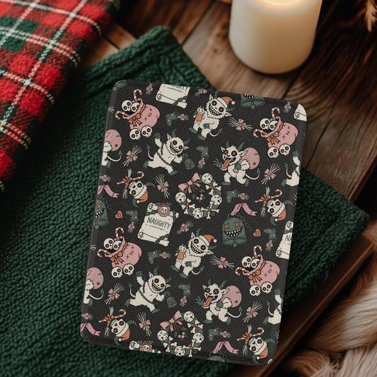 Creepy Krampus Christmas Leather Kindle Case with Hand Strap