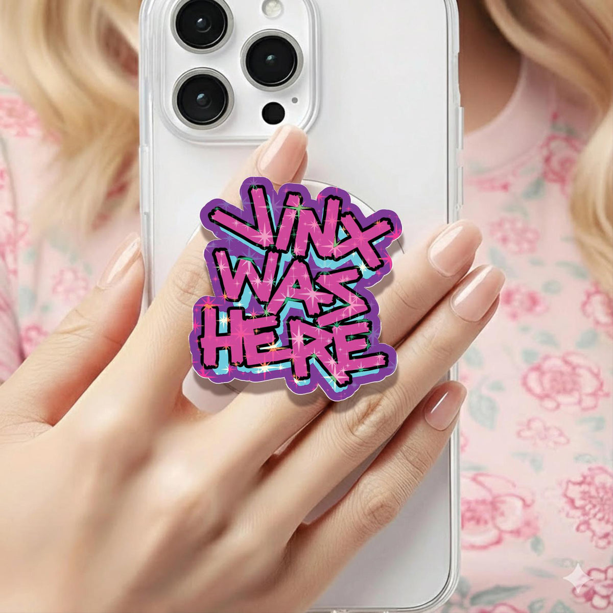 Jinx Was Here Arcane Graffiti Holographic MagSafe Kindle Phone Grip