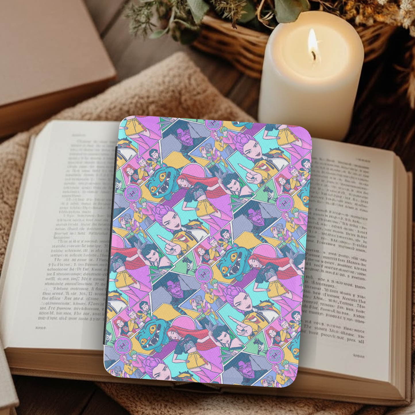 Kpop Demon Hunter Leather Kindle Case with Hand Strap