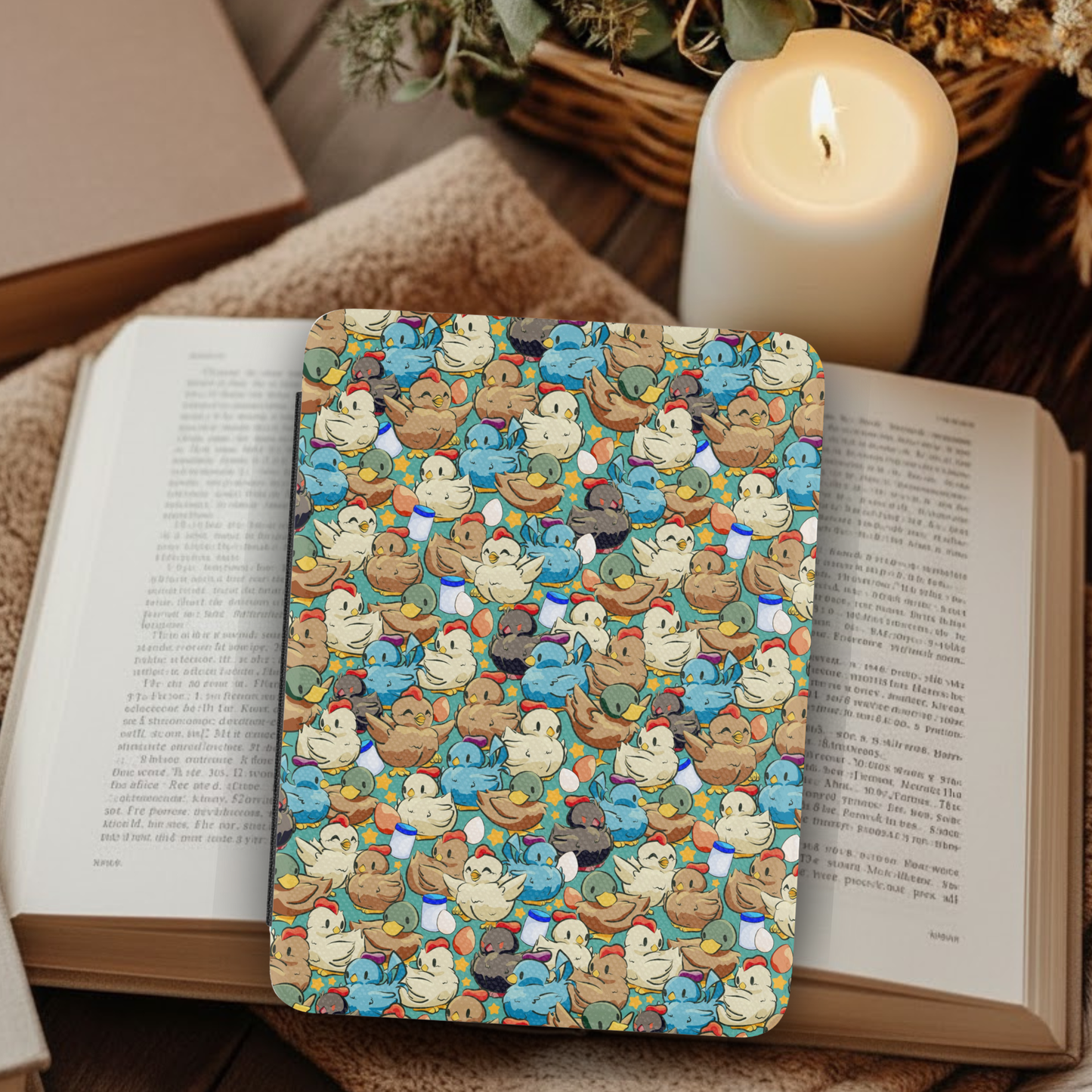 Stardew Valley Chickens Leather Kindle Case with Hand Strap
