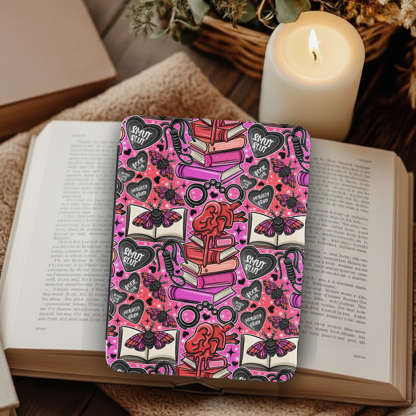 Spicy Book Lover Leather Kindle Case with Hand Strap