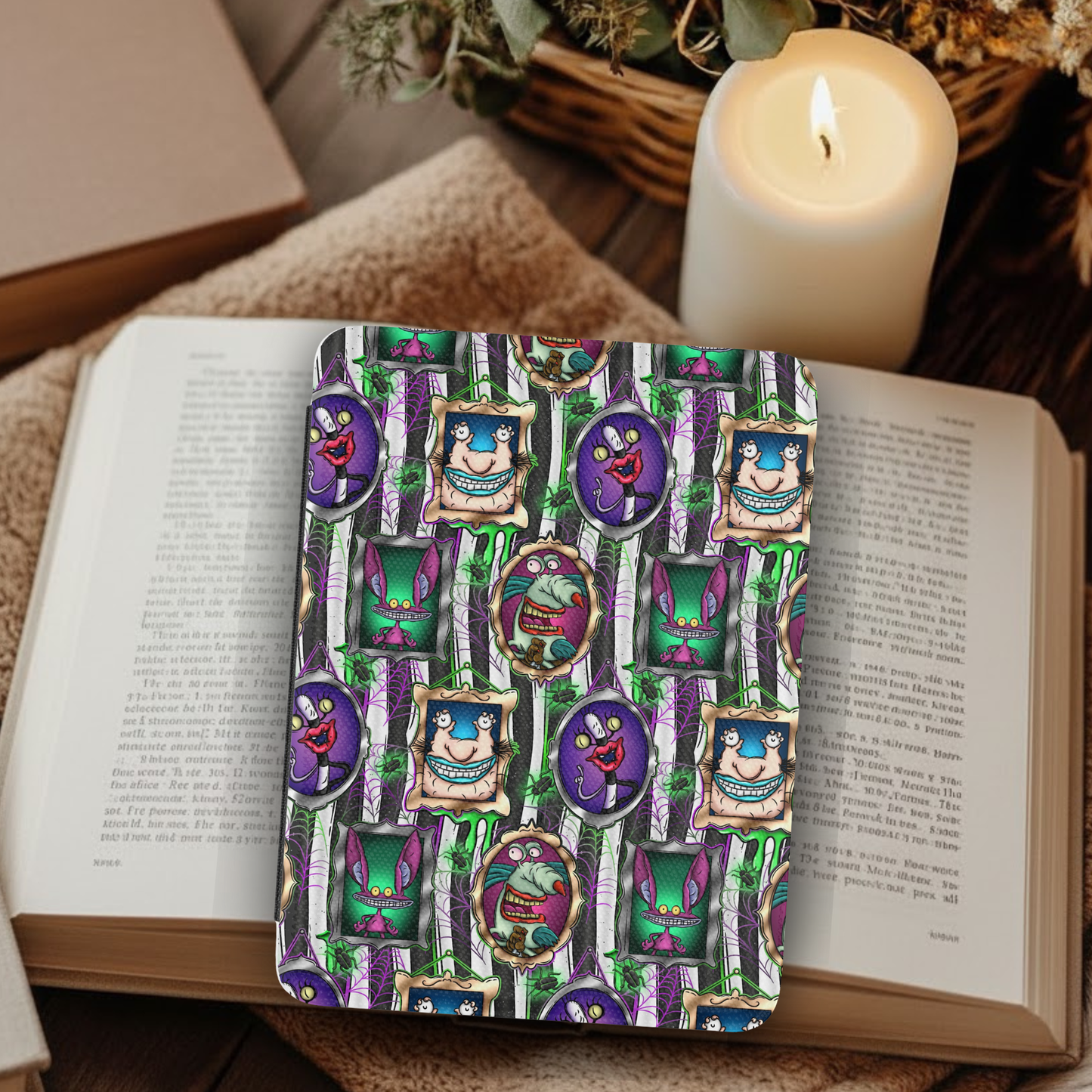 Nostalgic Ahh Real Monsters Leather Kindle Case with Hand Strap