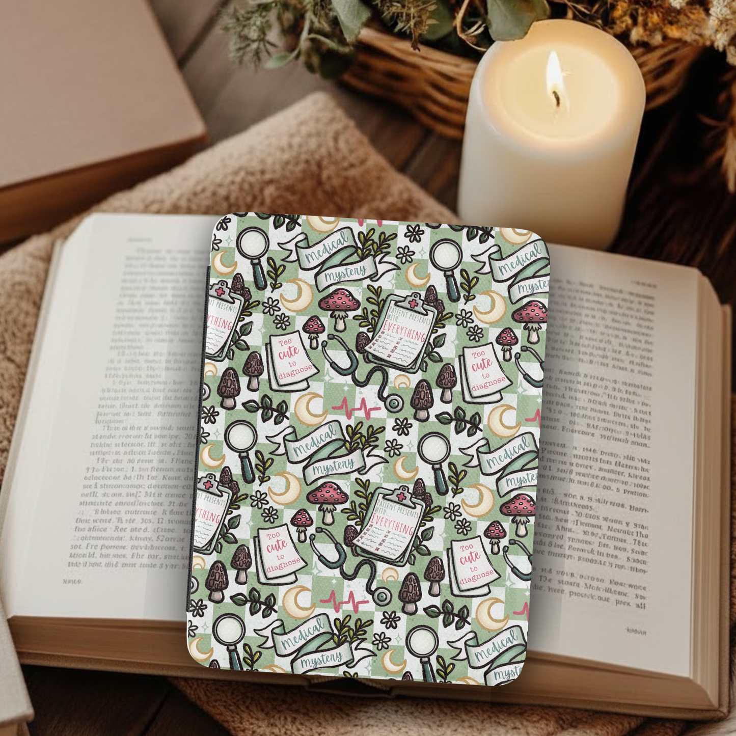 Medical Mystery Leather Kindle Case with Hand Strap