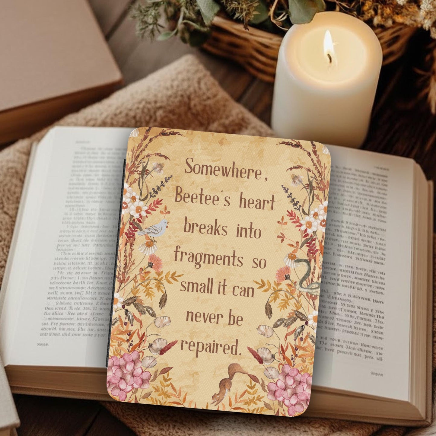 Sunrise on the Reaping Beetee Heart Breaks Leather Kindle Case with Hand Strap