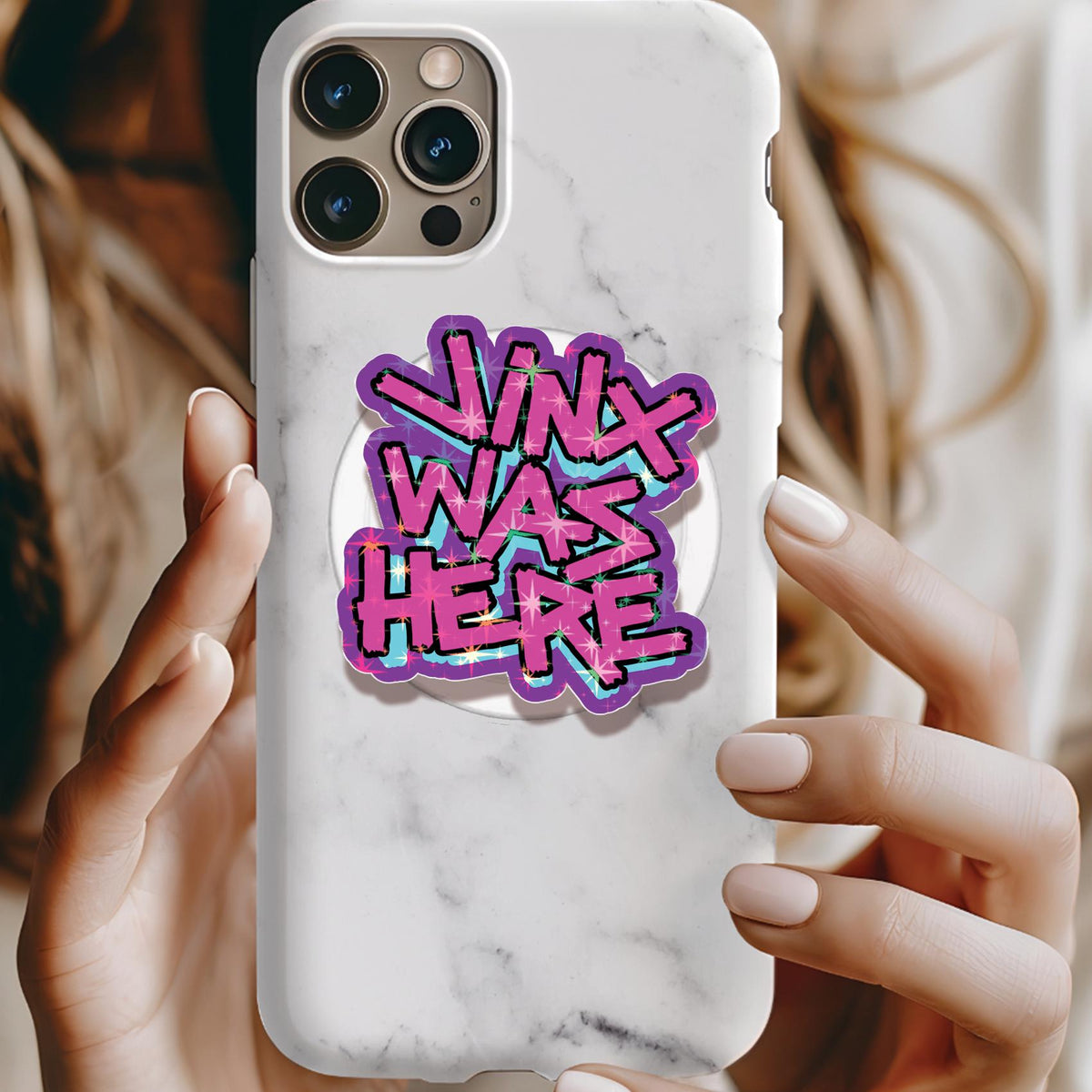 Jinx Was Here Arcane Graffiti Holographic MagSafe Kindle Phone Grip
