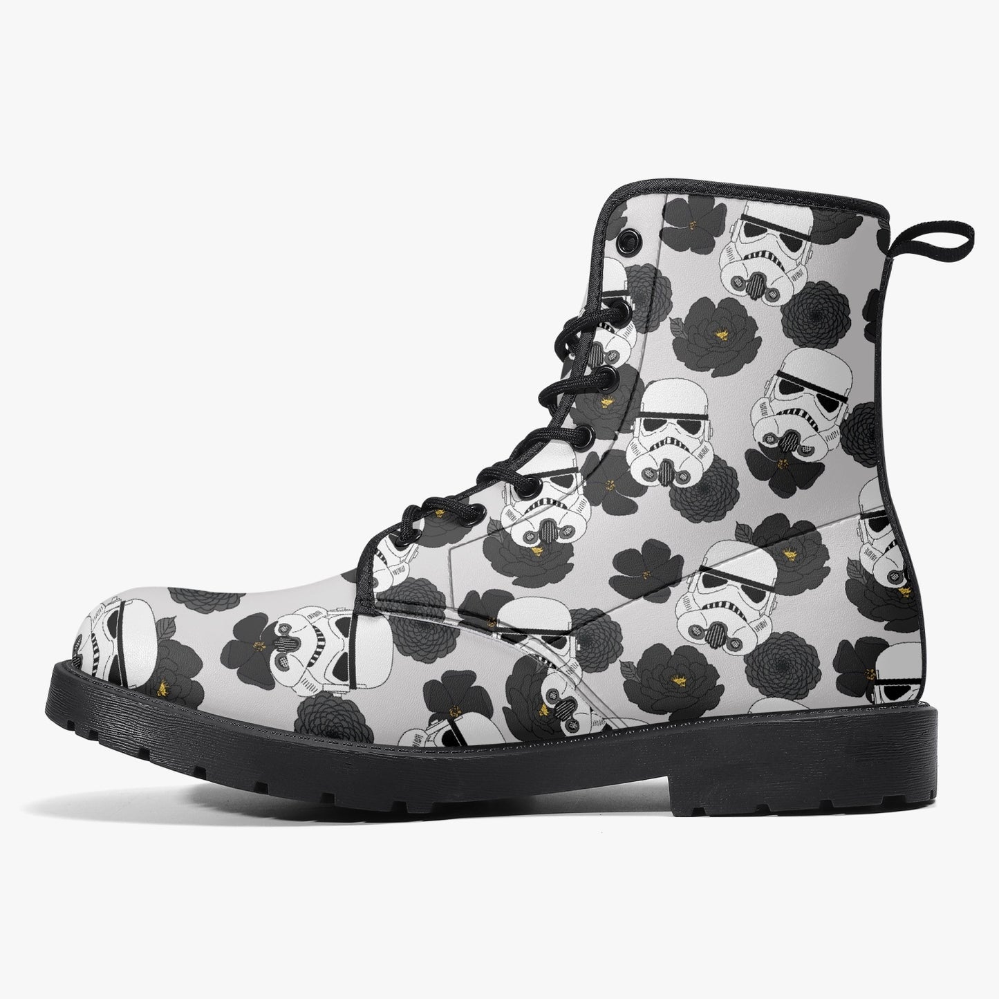 Storm Trooper Floral Leather Combat Boots