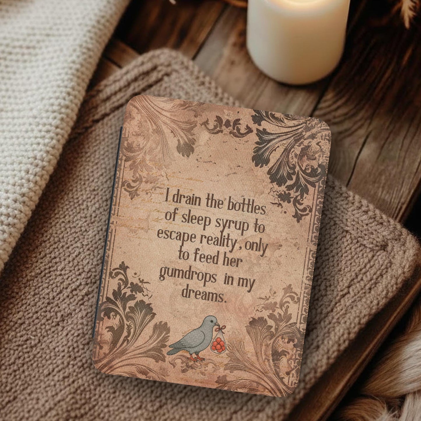 Sunrise on the Reaping Haymitch Red Gumdrops Leather Kindle Case with Hand Strap