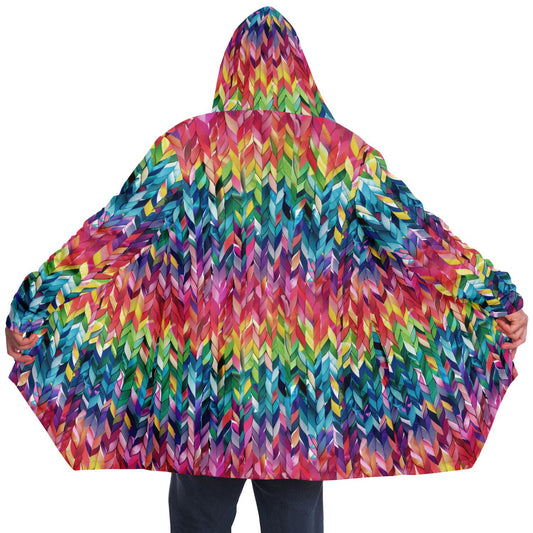 Rainbow Rope Pattern Fleece Lined Hooded Cloak