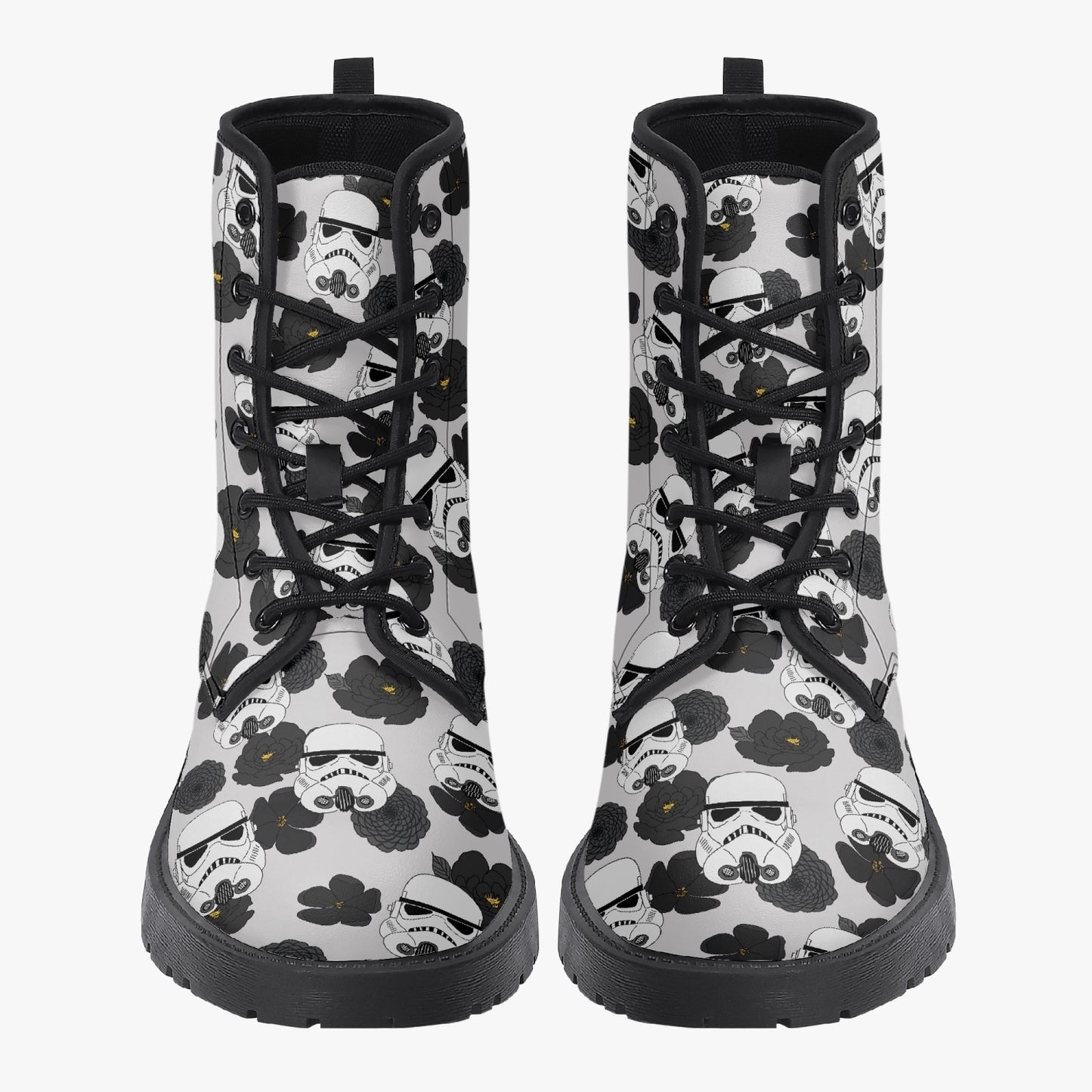 Storm Trooper Floral Leather Combat Boots