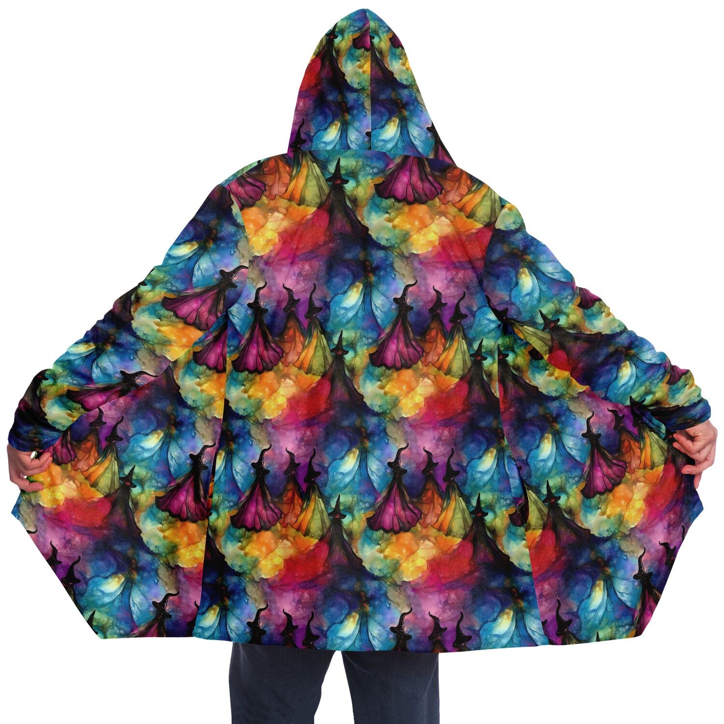 Neon Sneaky Witches Fleece Lined Hooded Cloak