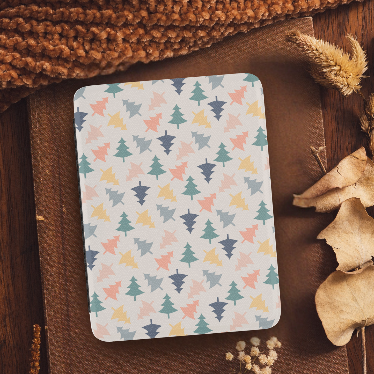 Christmas Tree Pattern Leather Kindle Case with Hand Strap