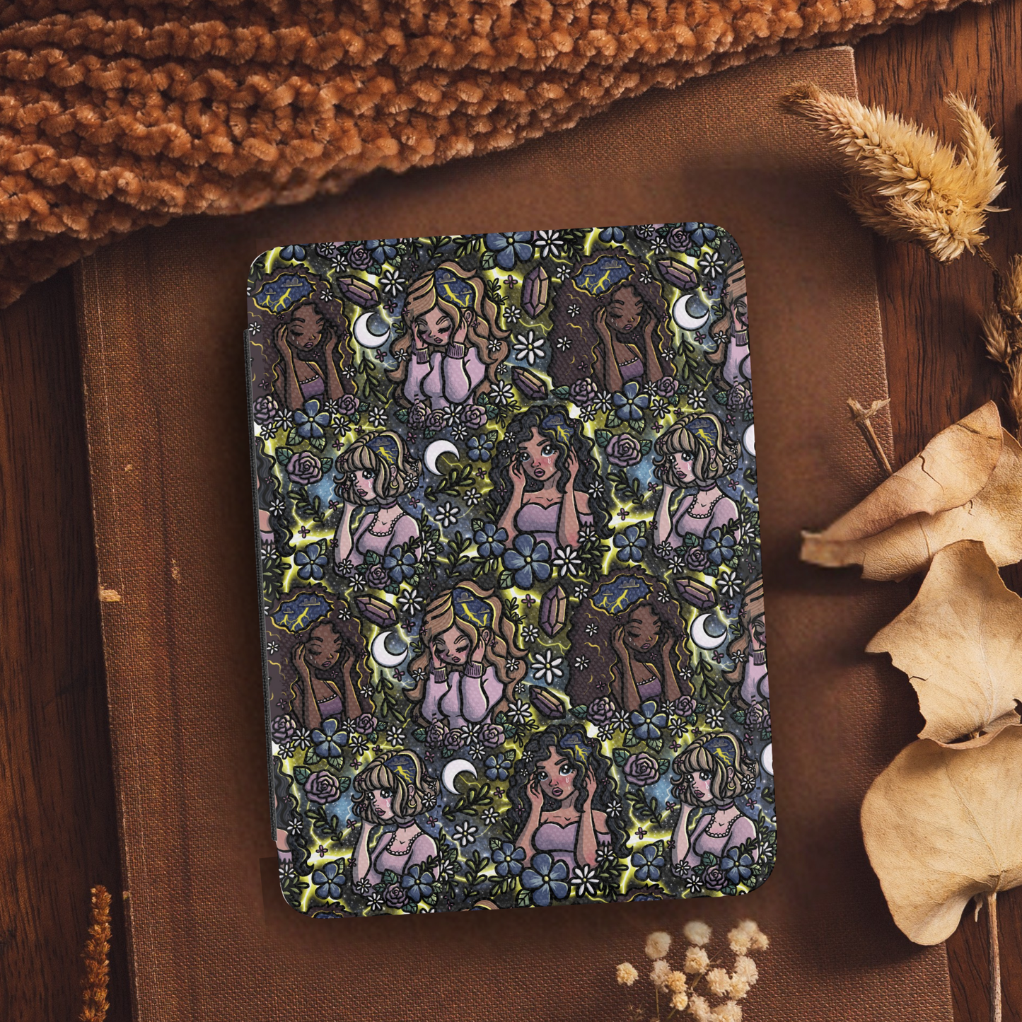 Invisible Illness Migraines Leather Kindle Case with Hand Strap