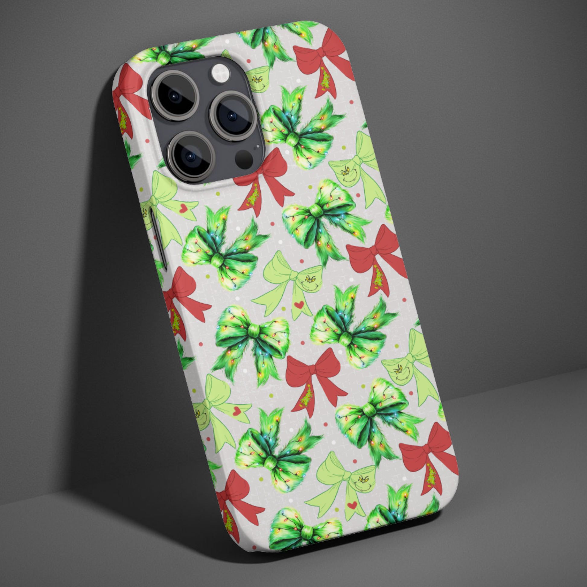 Coquette Grinch Bows Phone Case – Seemingly Obsessed Coquette Grinch Bows Phone Case – Seemingly Obsessed