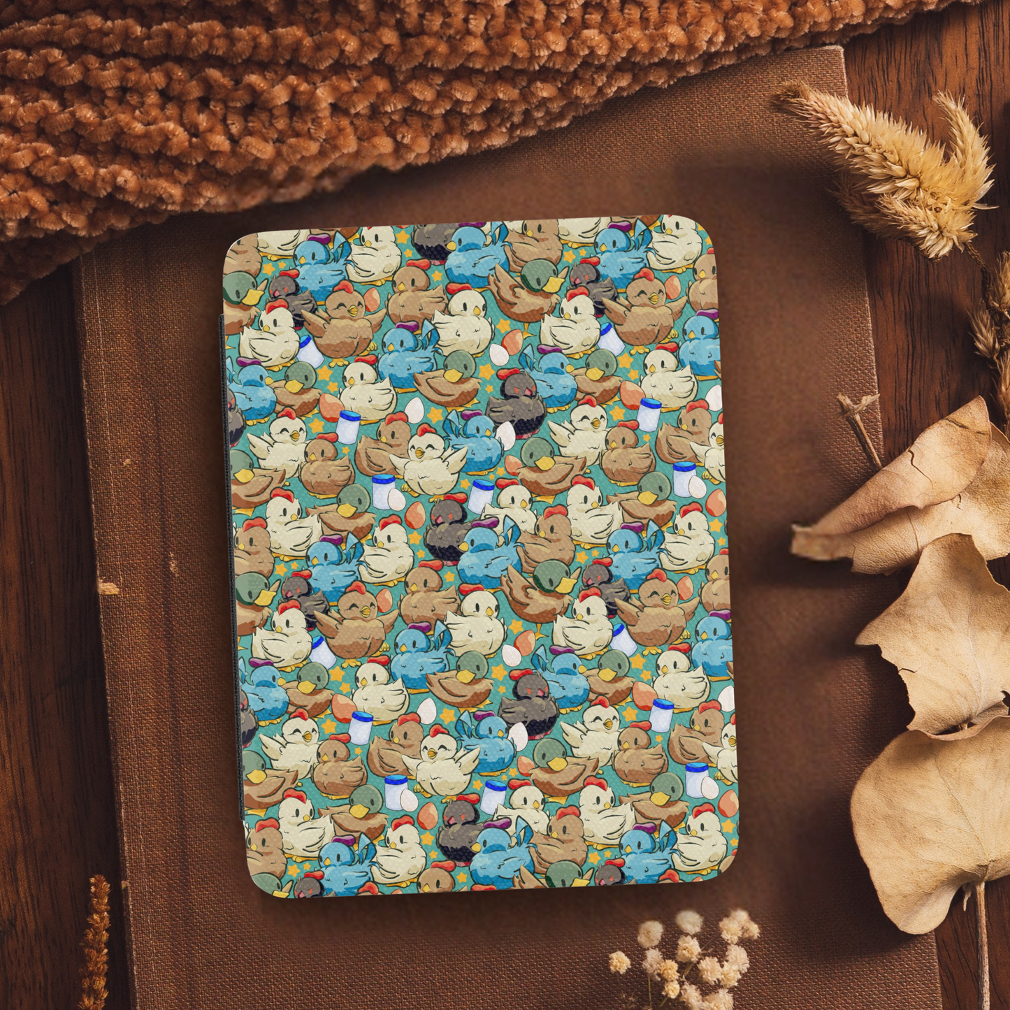 Stardew Valley Chickens Leather Kindle Case with Hand Strap