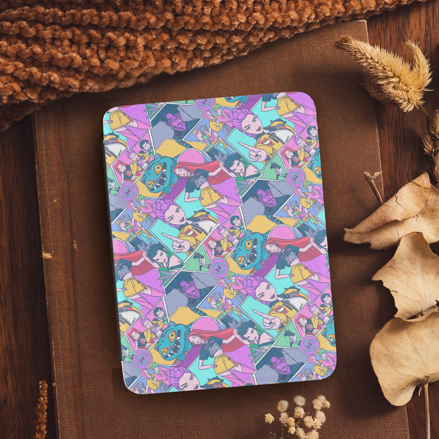Kpop Demon Hunter Leather Kindle Case with Hand Strap