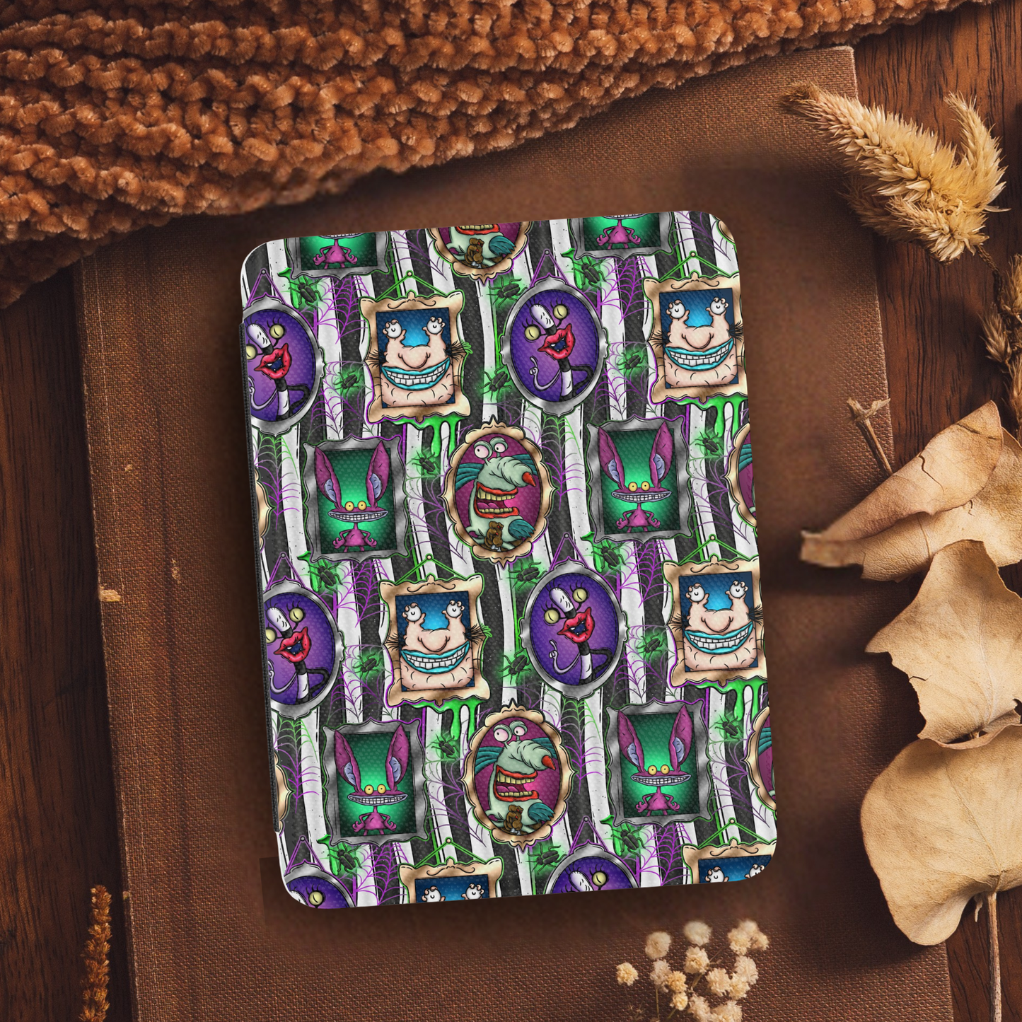 Nostalgic Ahh Real Monsters Leather Kindle Case with Hand Strap