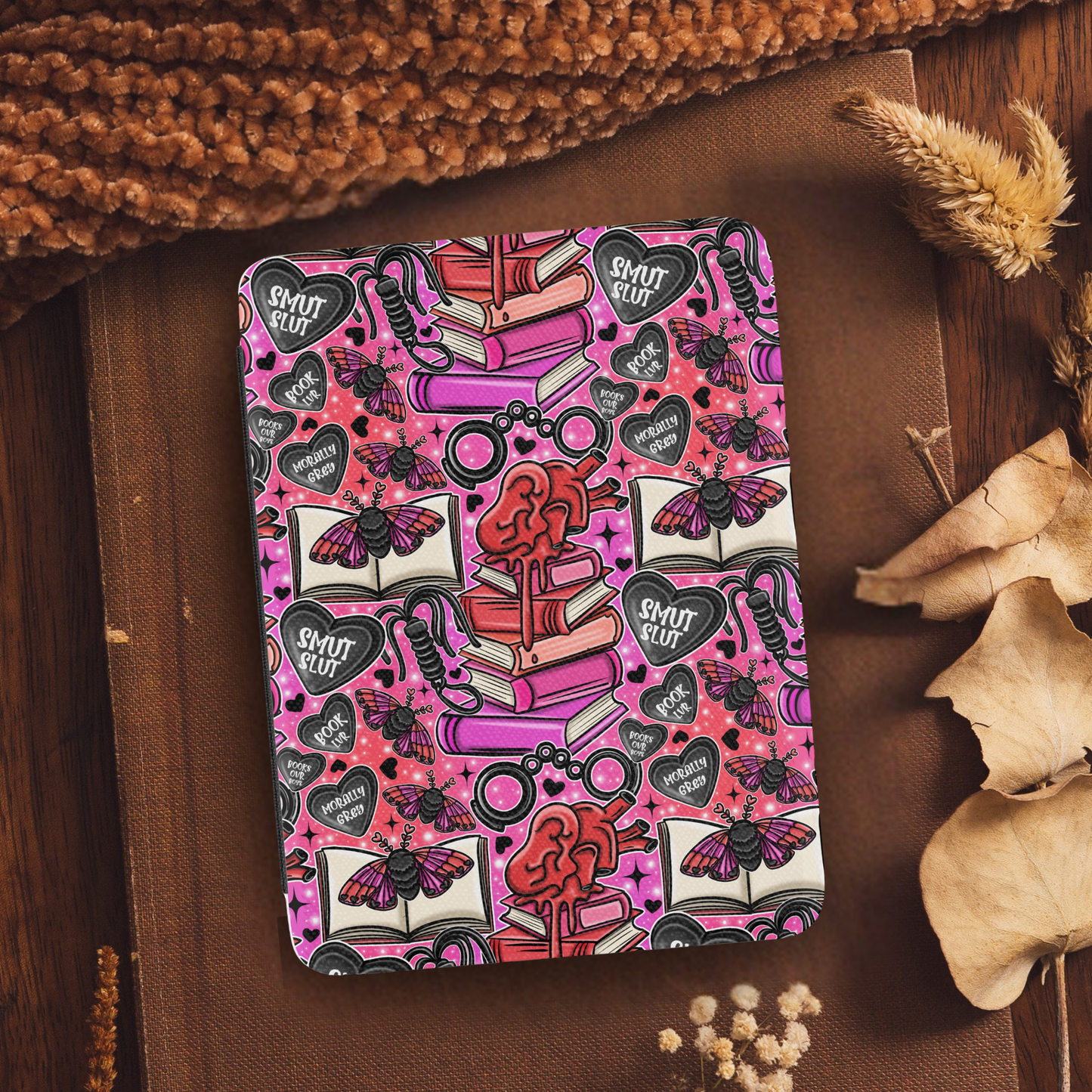 Spicy Book Lover Leather Kindle Case with Hand Strap