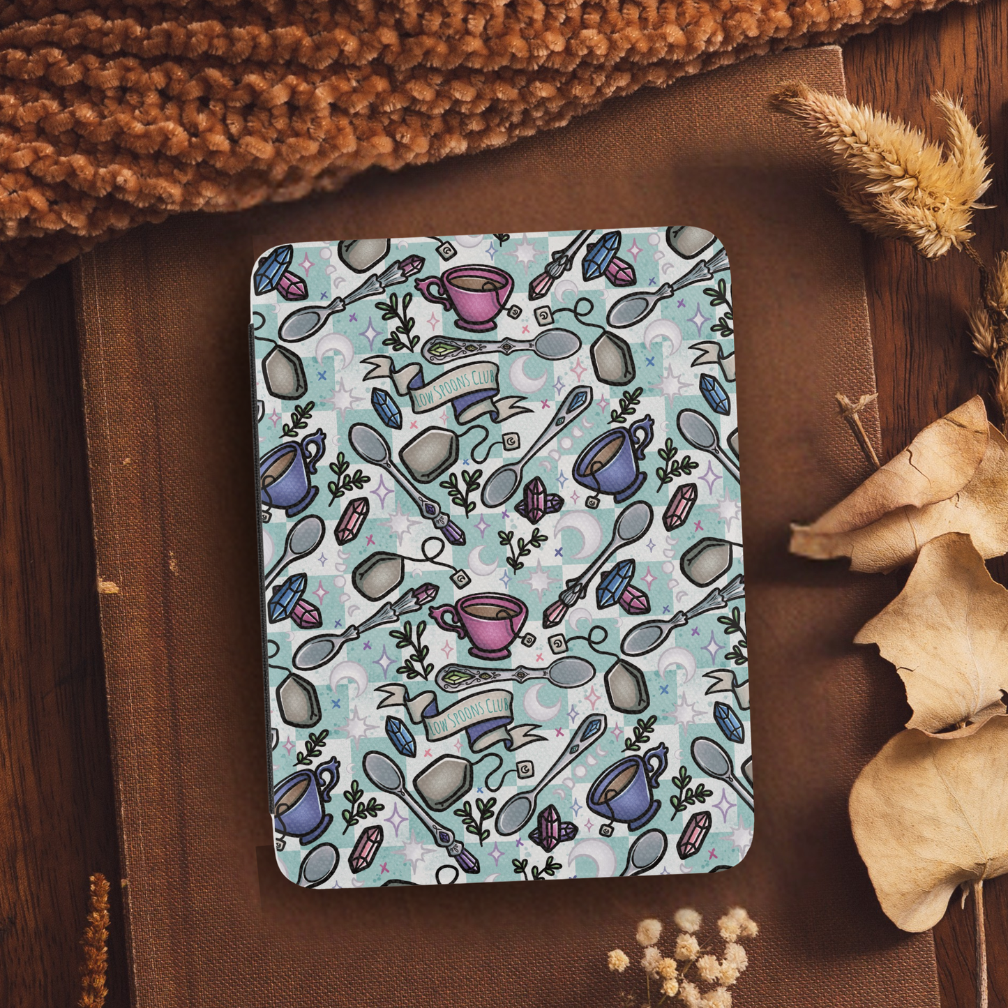 Spoonie Invisible Illness Leather Kindle Case with Hand Strap