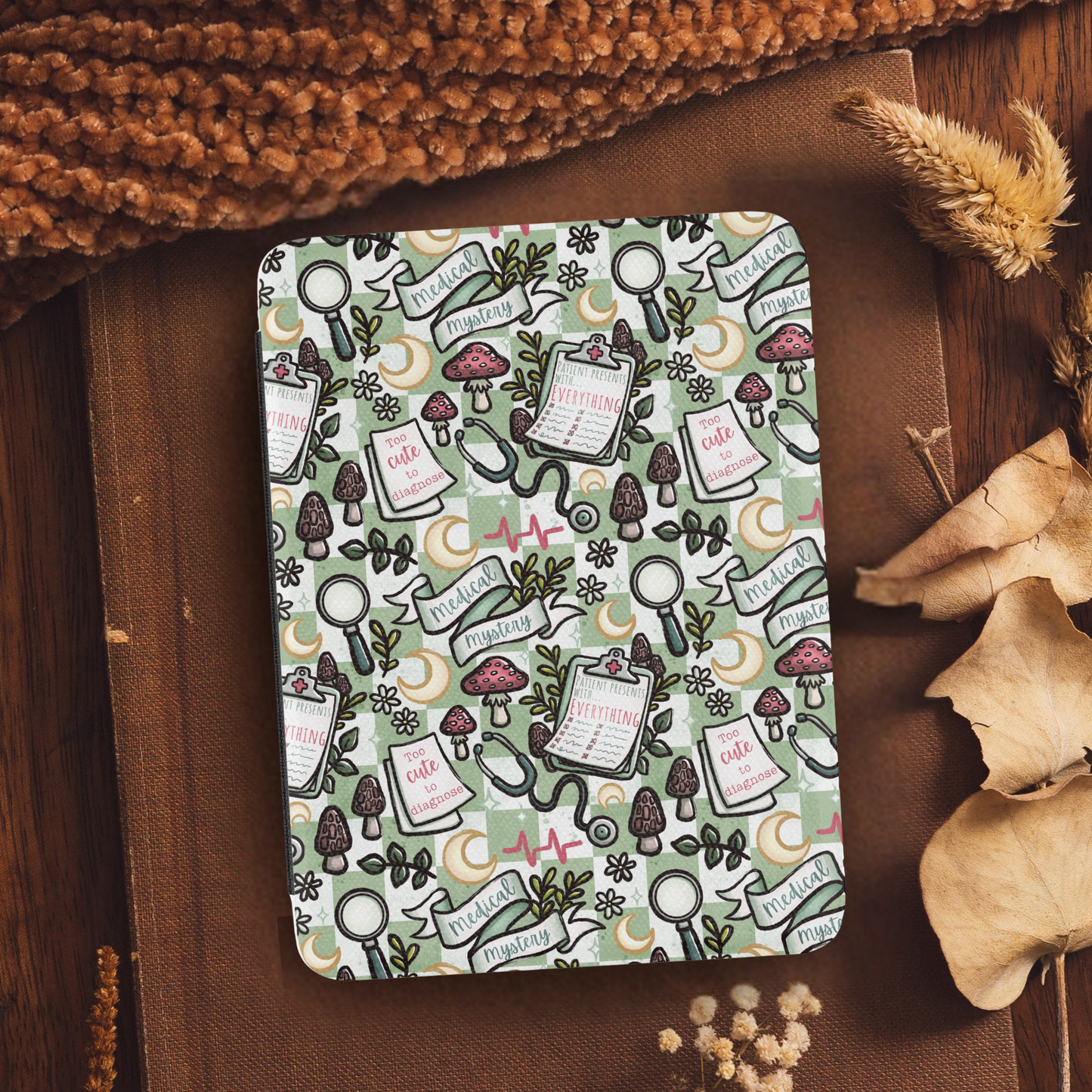 Medical Mystery Leather Kindle Case with Hand Strap