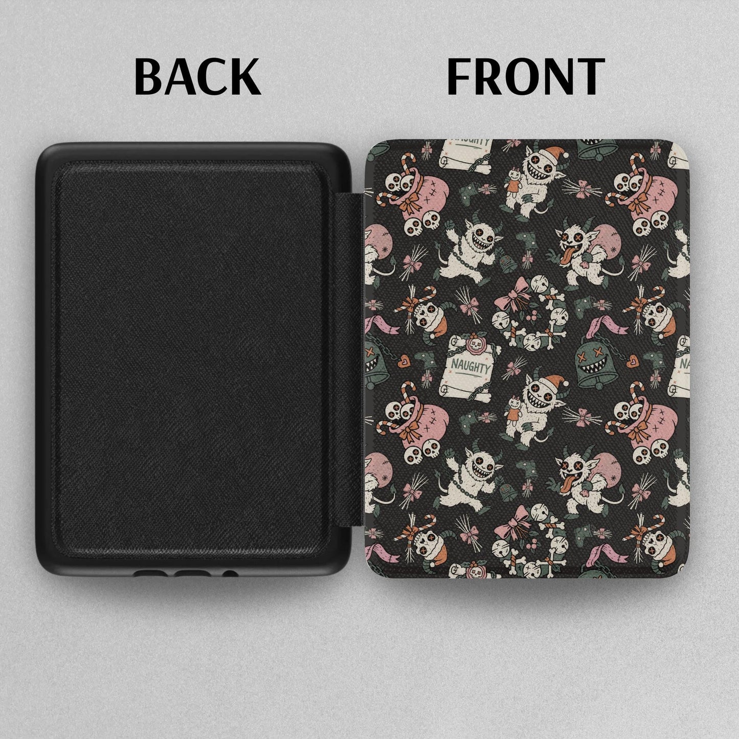 Creepy Krampus Christmas Leather Kindle Case with Hand Strap