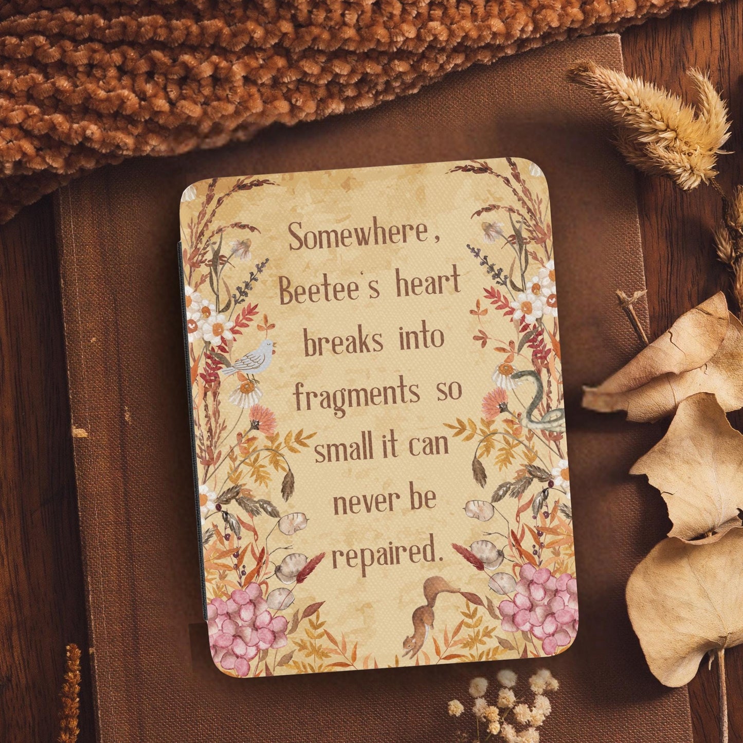 Sunrise on the Reaping Beetee Heart Breaks Leather Kindle Case with Hand Strap