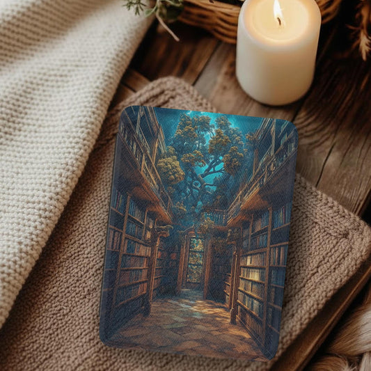 Fantasy Mystical Library Leather Kindle Case with Hand Strap