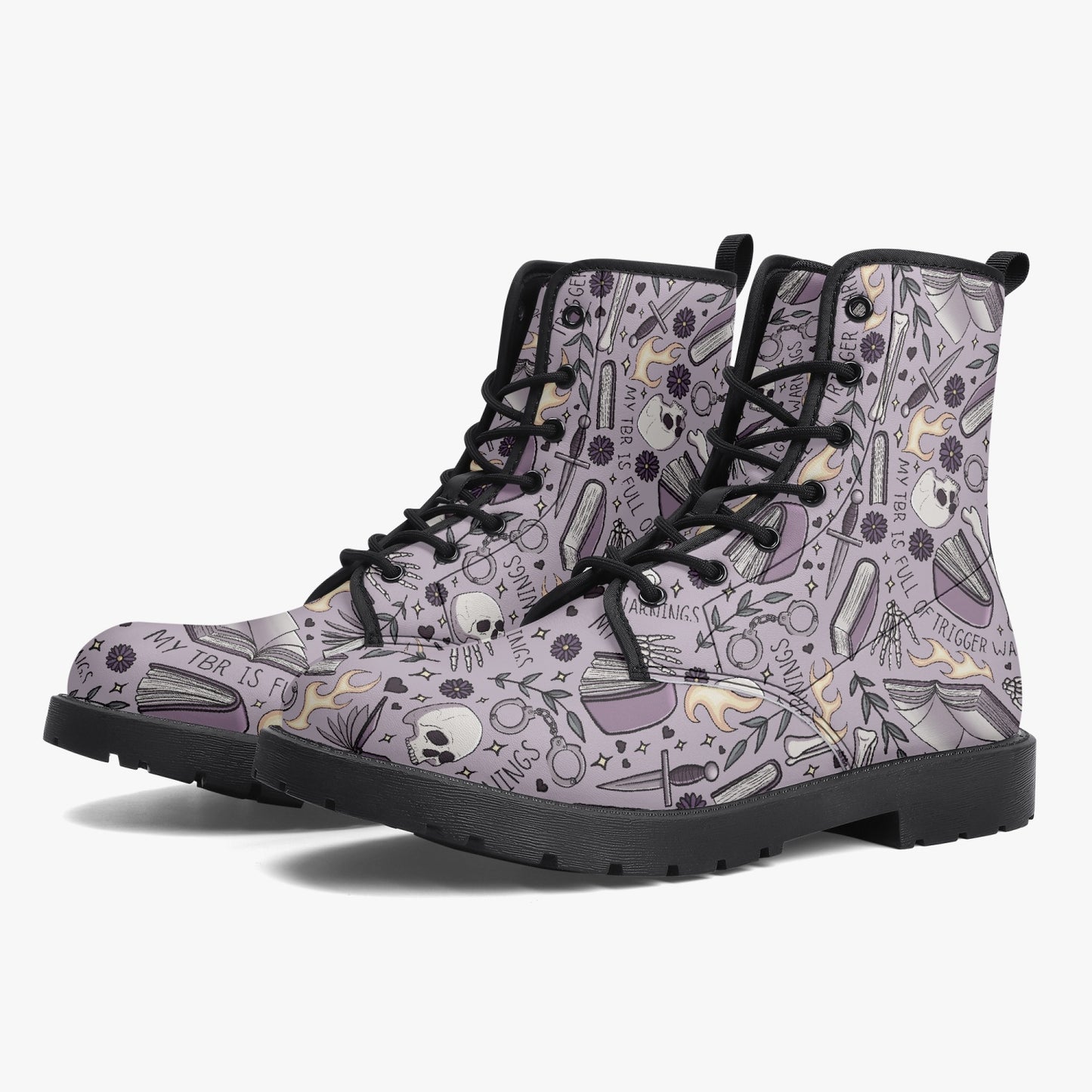 My TBR Is Full Of Trigger Warnings Leather Combat Boots