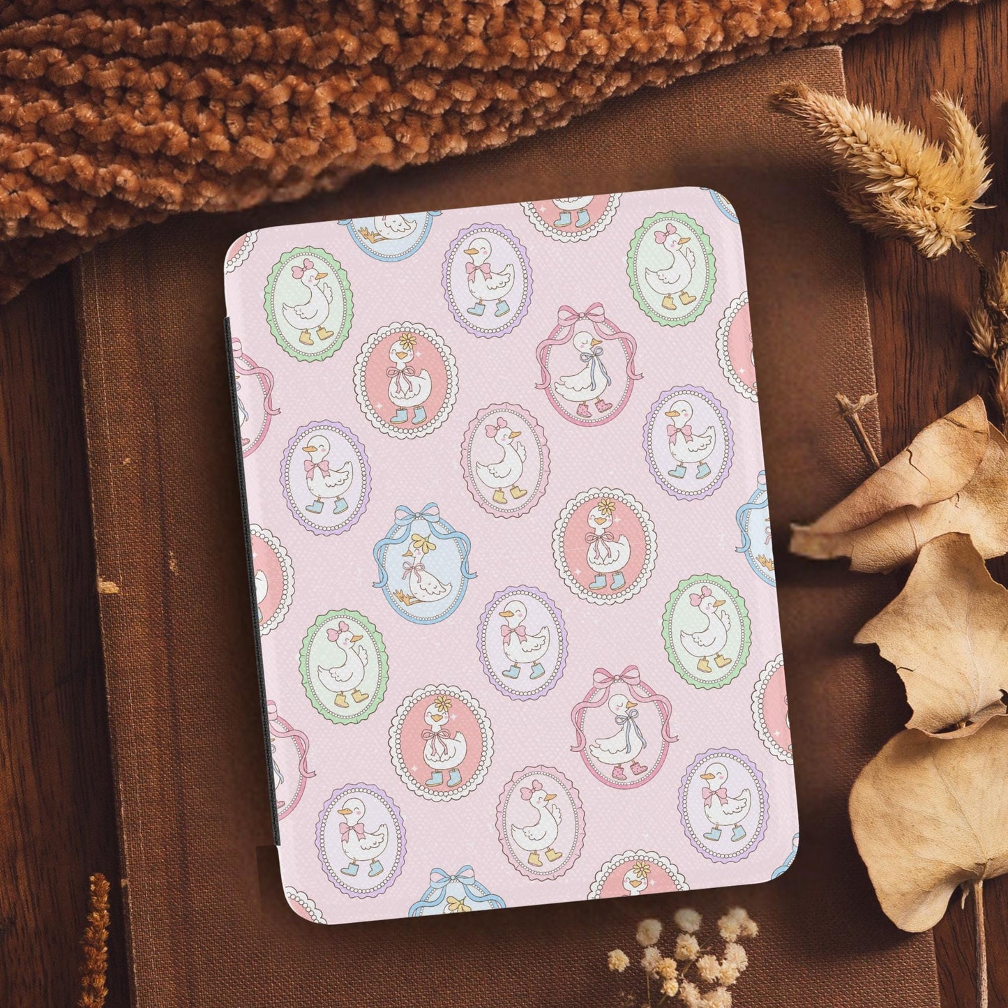 Coquette Goose Frames Leather Kindle Case with Hand Strap