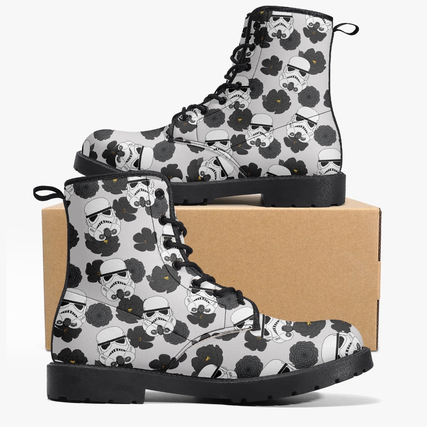 Storm Trooper Floral Leather Combat Boots