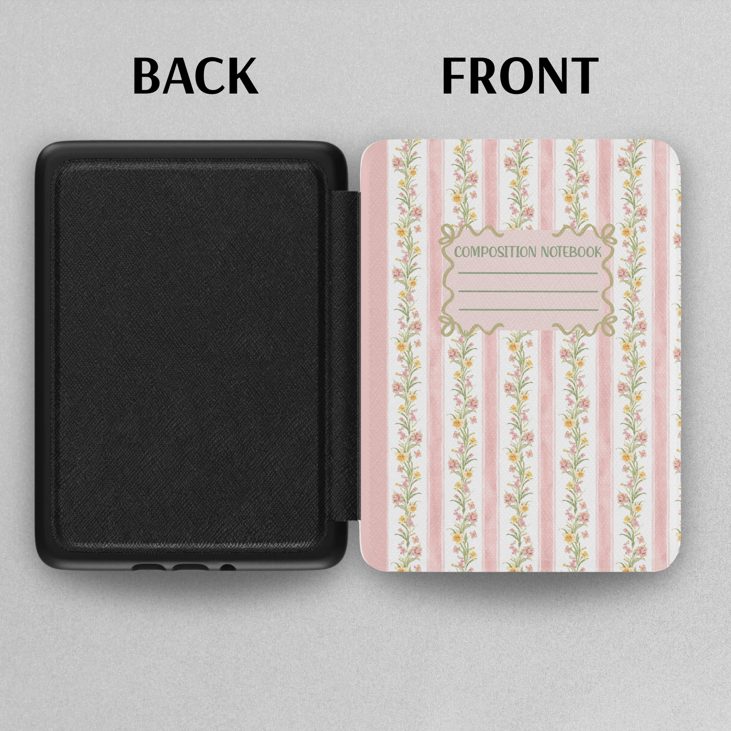 Floral Composition Notebook Leather Kindle Case with Hand Strap