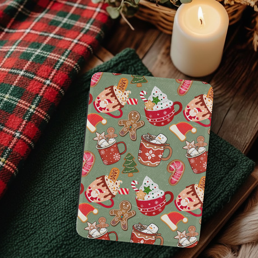 Cozy Christmas Hot Cocoa Leather Kindle Case with Hand Strap