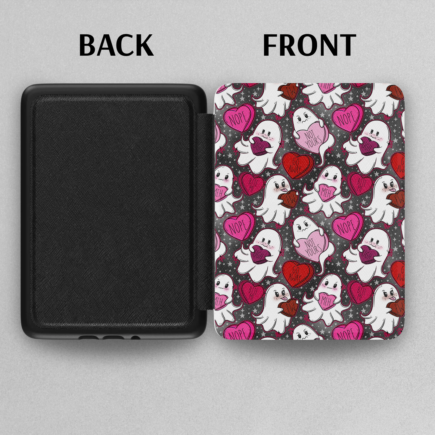 Valentine's Anti-Love Ghosts Leather Kindle Case with Hand Strap