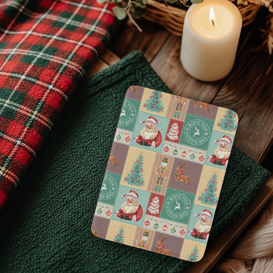 Vintage Christmas Patchwork Leather Kindle Case with Hand Strap