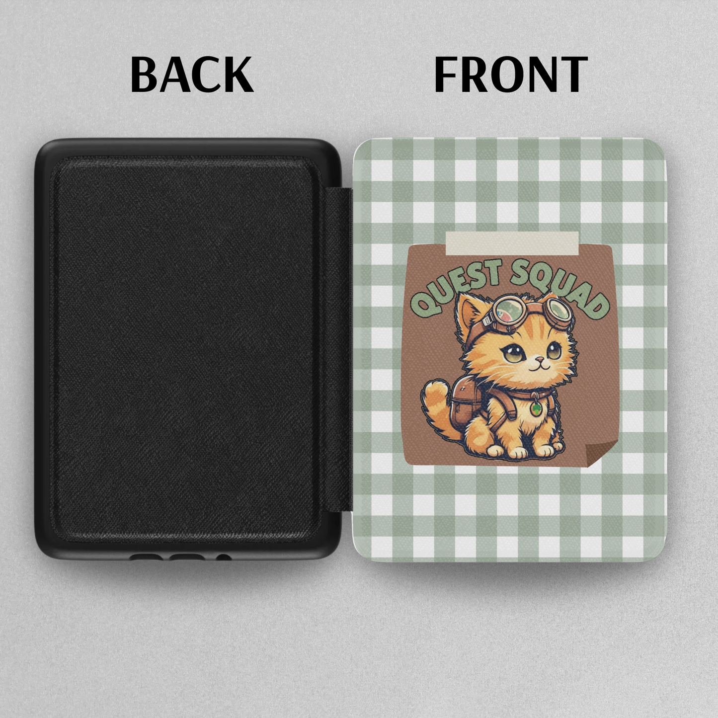 Fourth Wing Quest Squad Broccoli Leather Kindle Case with Hand Strap