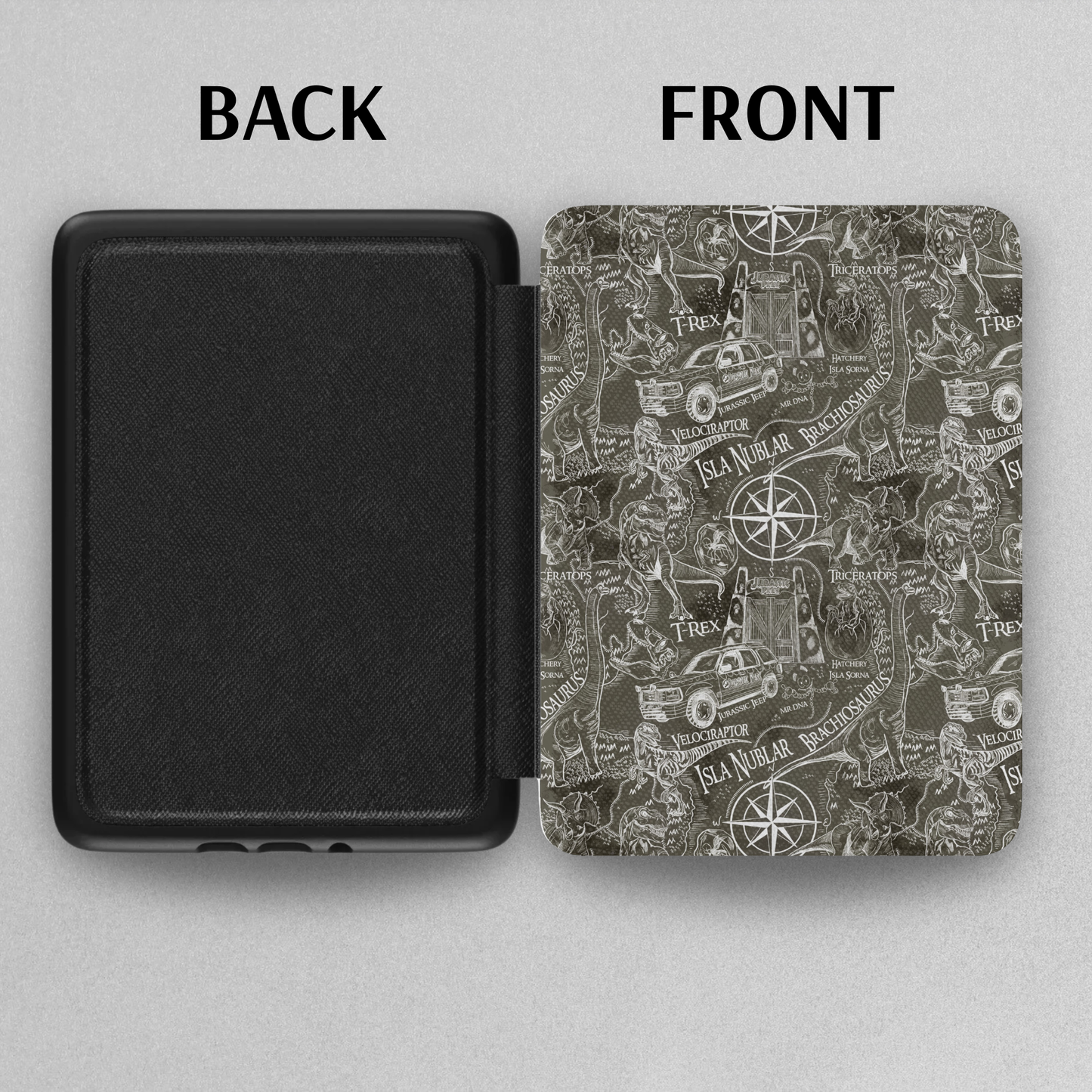 Jurassic Park Dino Map Leather Kindle Case with Hand Strap