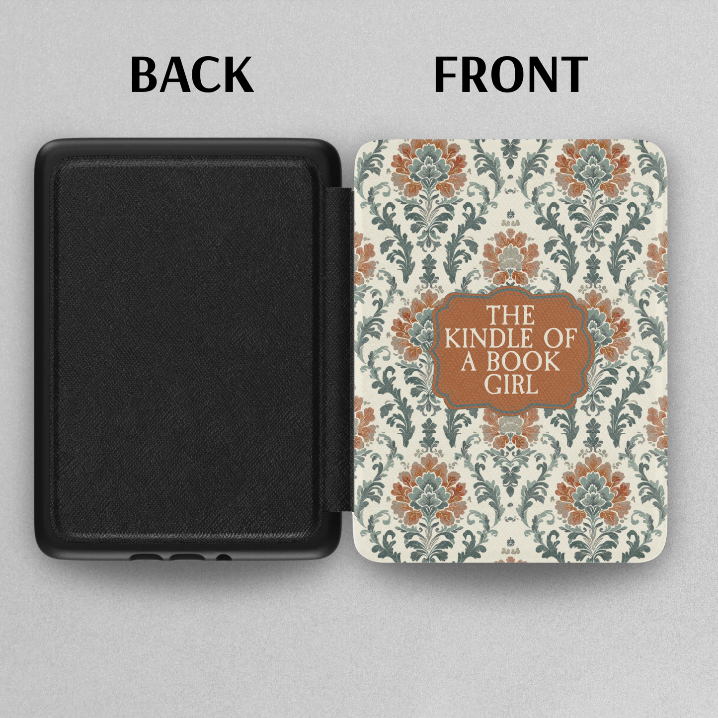 Vintage Damask Kindle of a Book Girl Showgirl Leather Kindle Case with Hand Strap