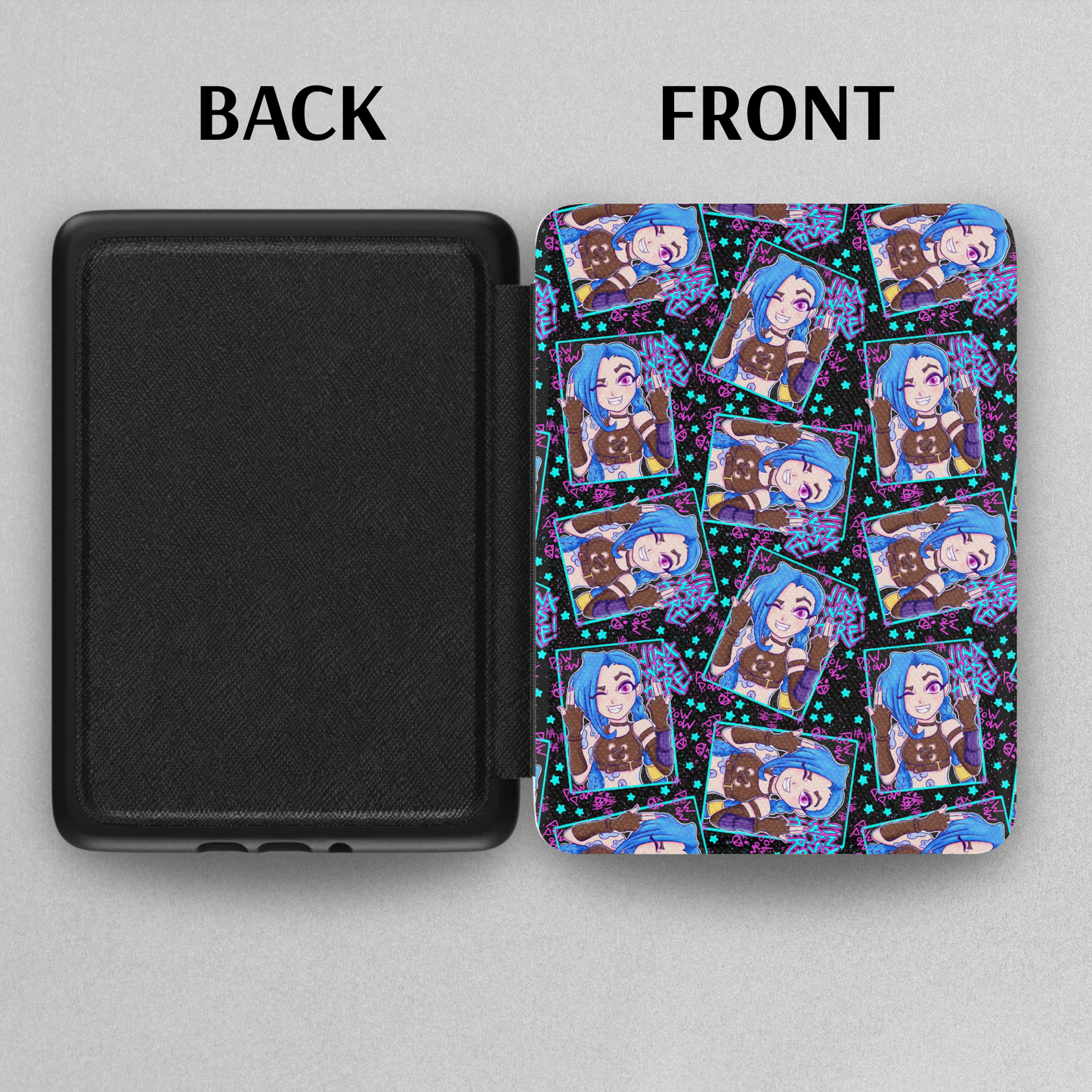 Arcane Jinx Cartoon Leather Kindle Case with Hand Strap