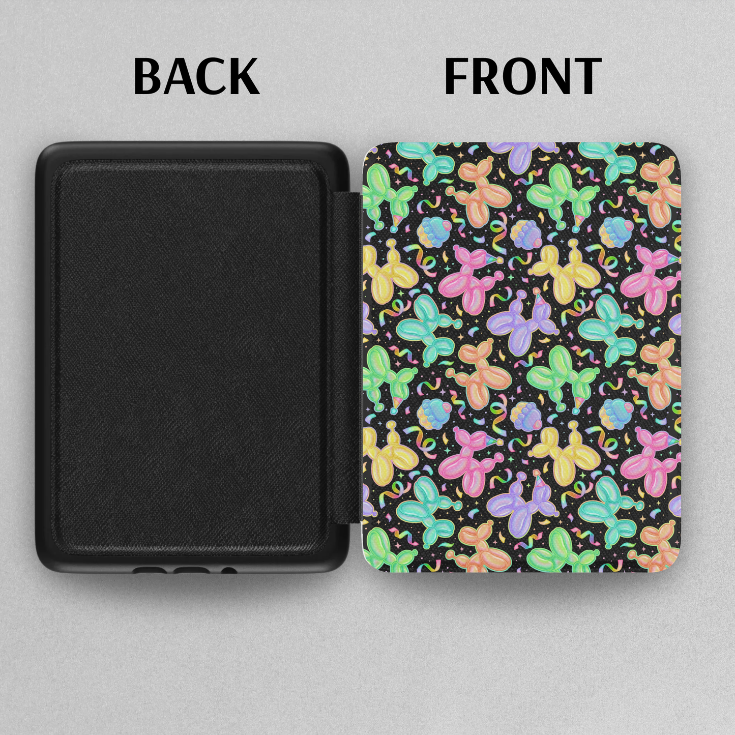 Colorful Balloon Dogs Leather Kindle Case with Hand Strap