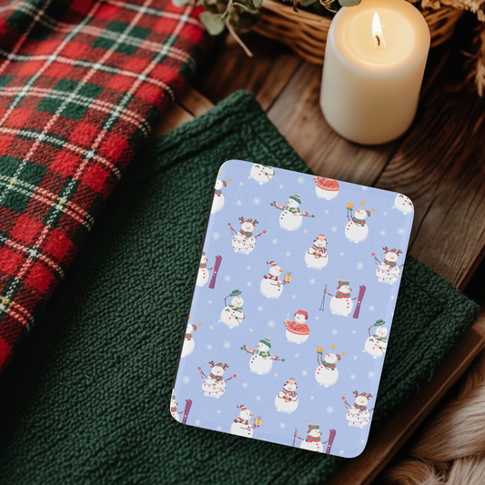 Skiing Snowmen Leather Kindle Case with Hand Strap