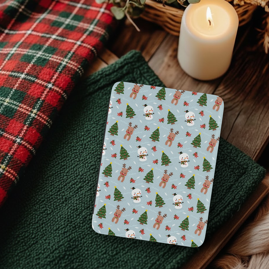 Snowmen and Reindeer Pattern Leather Kindle Case with Hand Strap