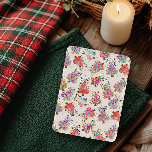 Bougie Christmas Trees Leather Kindle Case with Hand Strap